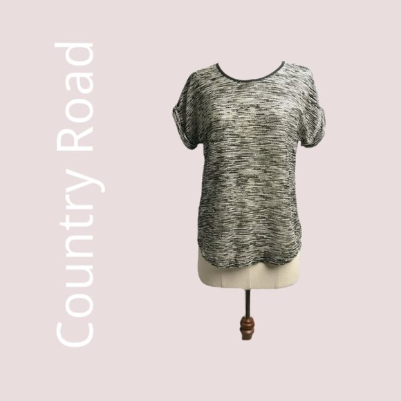 Country Road Tops - Country Road | Size S/M | Black & White Knit Short Sleeve Top